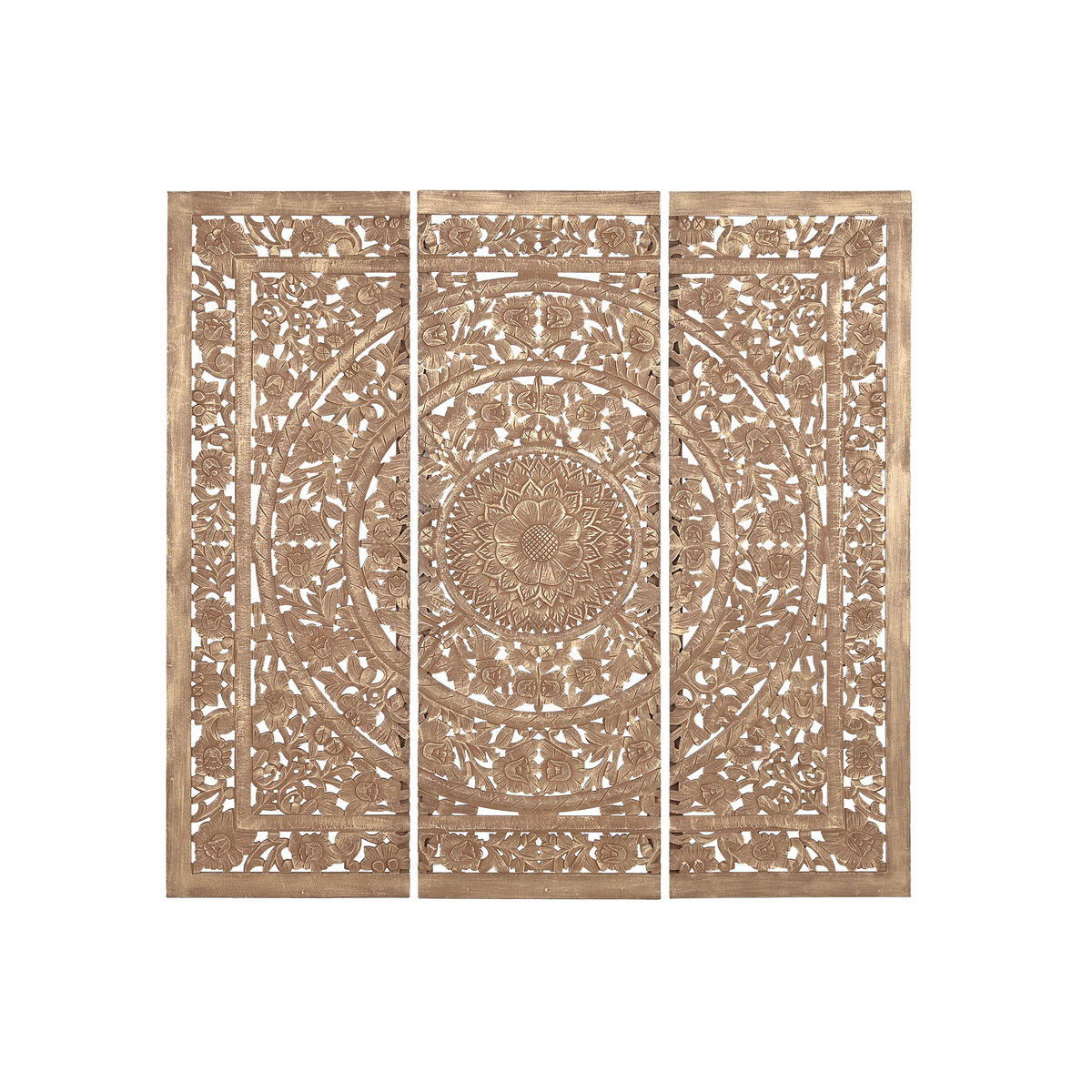 Sänggavel Home ESPRIT Gyllene Naturell Trä MDF 180 x 3,5 x 180 cm