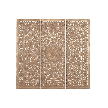 Sänggavel Home ESPRIT Gyllene Naturell Trä MDF 180 x 3,5 x 180 cm