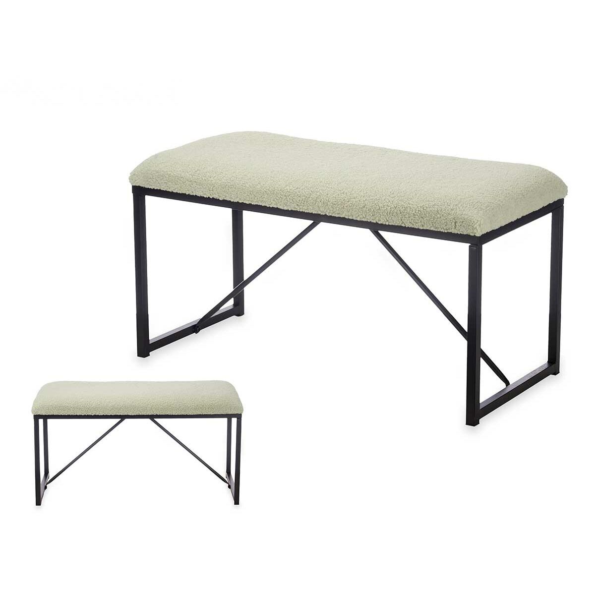 Bänk Gift Decor Grön Metall Tyg 81 x 42 x 38 cm - 2