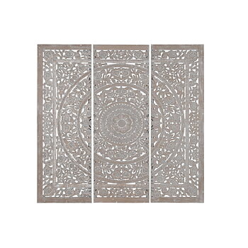 Sänggavel Home ESPRIT Grå Trä MDF 180 x 3,5 x 180 cm