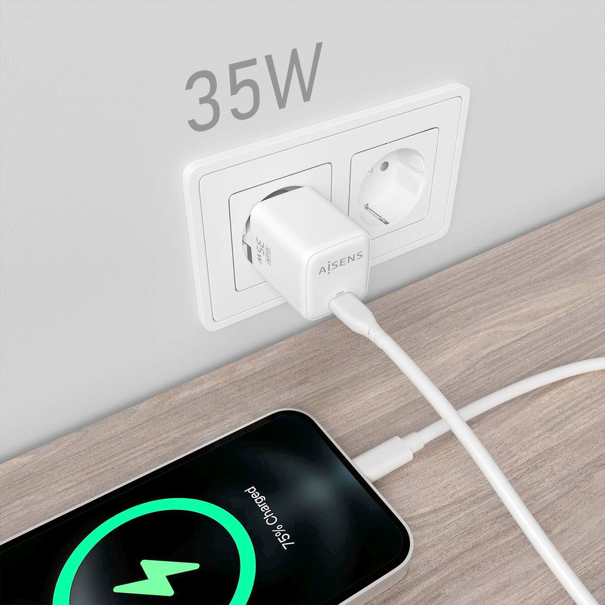 Väggladdare Aisens ASCH-35W1P016-W Vit Multicolour 35 W (1 antal) - 4