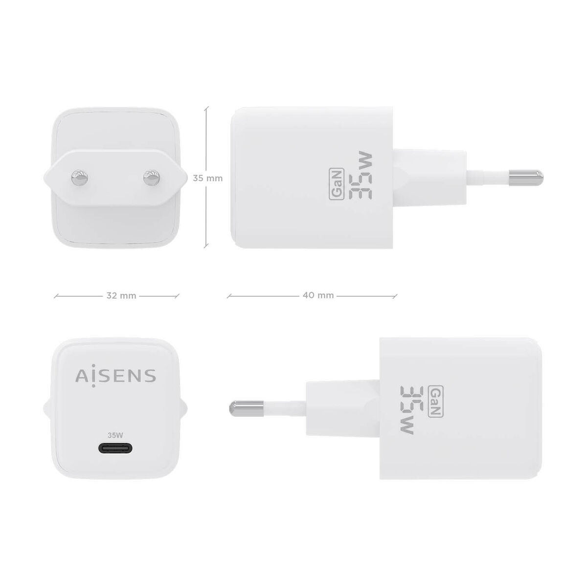 Väggladdare Aisens ASCH-35W1P016-W Vit Multicolour 35 W (1 antal) - 3