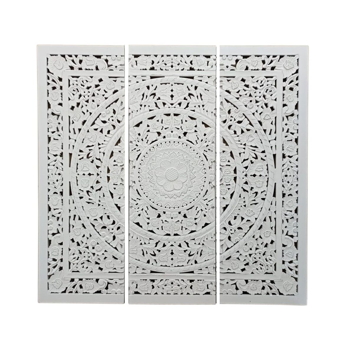 Sänggavel Home ESPRIT Vit Naturell Trä MDF 180 x 3,5 x 180 cm - 3