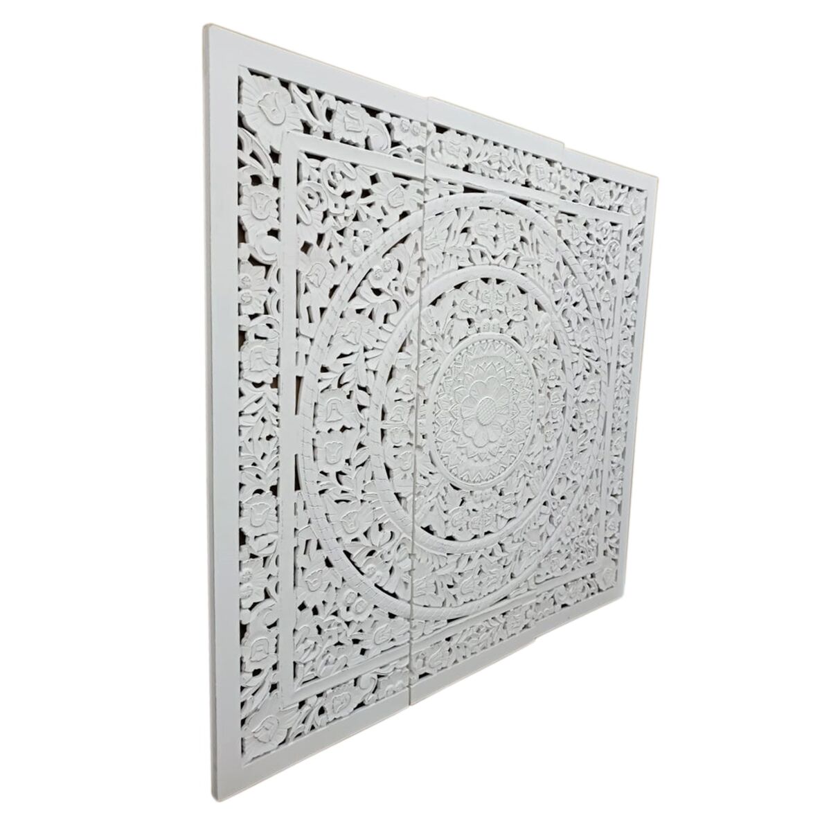 Sänggavel Home ESPRIT Vit Naturell Trä MDF 180 x 3,5 x 180 cm
