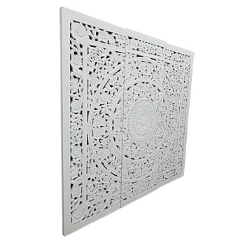 Sänggavel Home ESPRIT Vit Naturell Trä MDF 180 x 3,5 x 180 cm