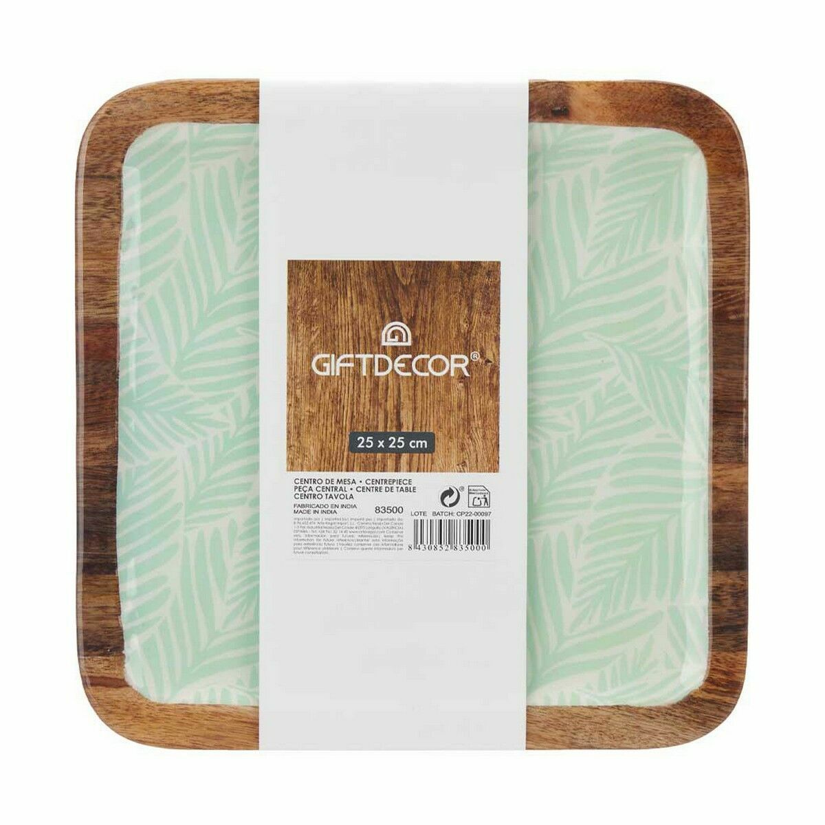 Bordsdekoration Gift Decor Vit Brun Grön Polyester Harts Mangoträ 25 x 25 cm 25,4 x 2,54 x 25,4 cm Löv av en växt (6 antal) - 5