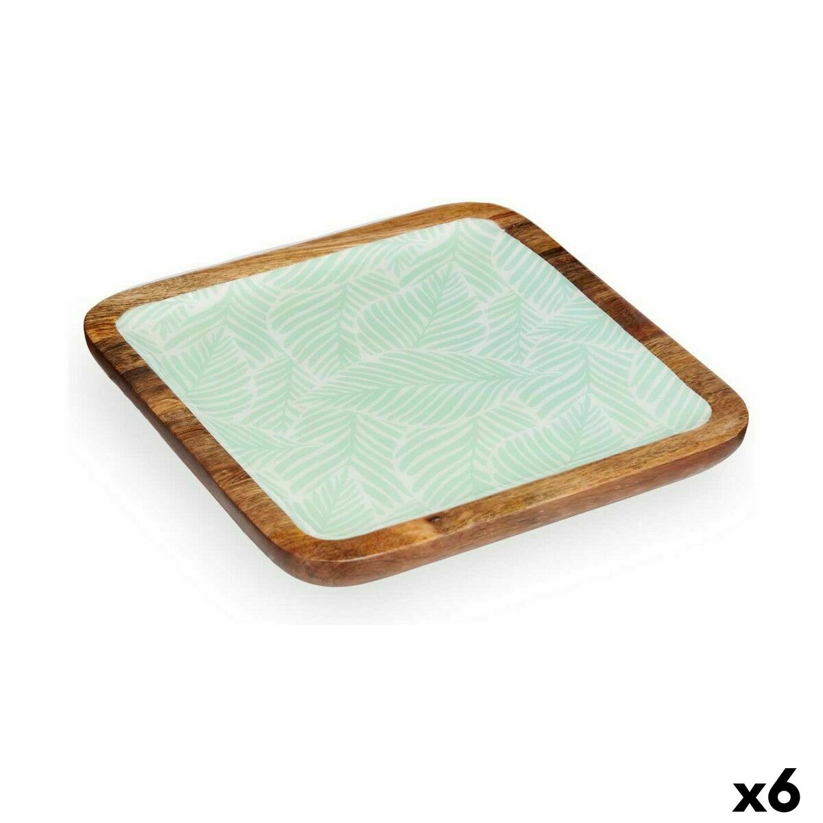 Bordsdekoration Gift Decor Vit Brun Grön Polyester Harts Mangoträ 25 x 25 cm 25,4 x 2,54 x 25,4 cm Löv av en växt (6 antal) - 3