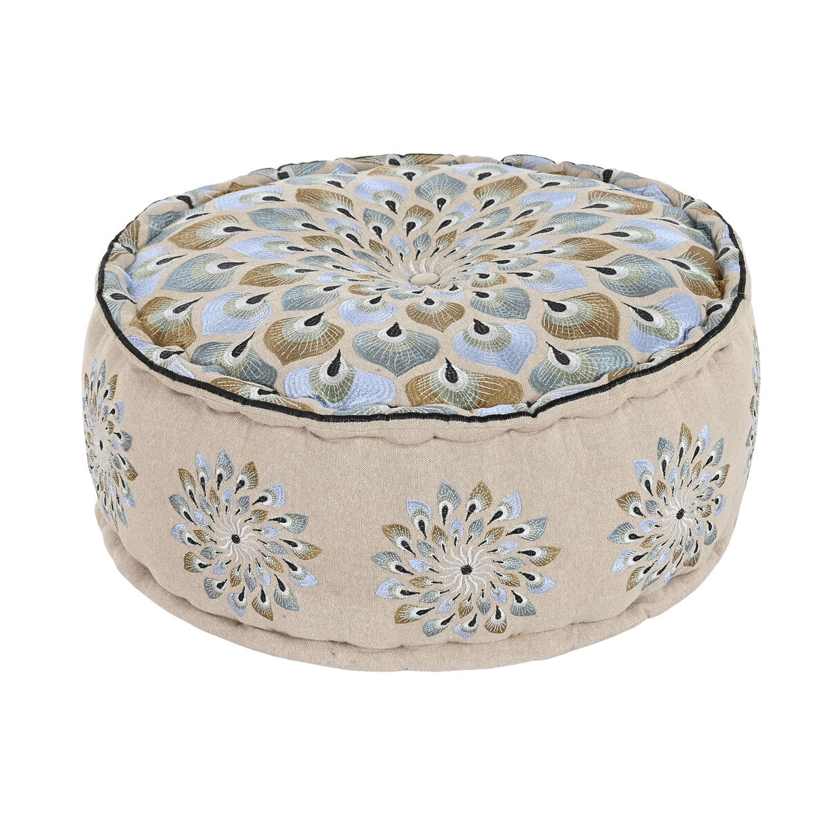 Puff DKD Home Decor Blå Beige