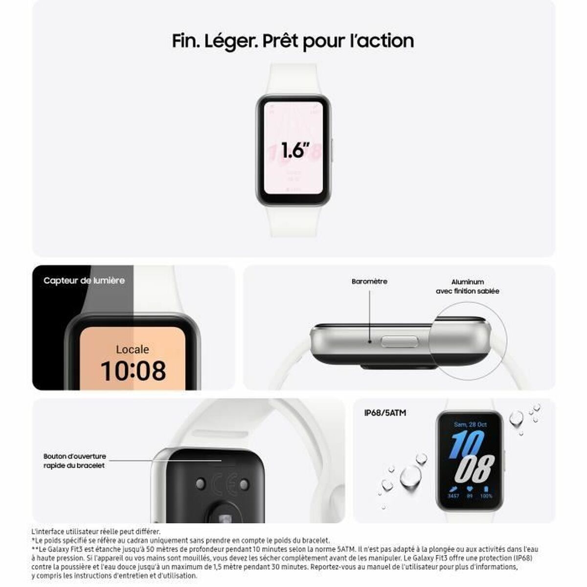 Aktivitetsarmband Samsung Galaxy Fit3 Vit Silvrig 1,6" - 2