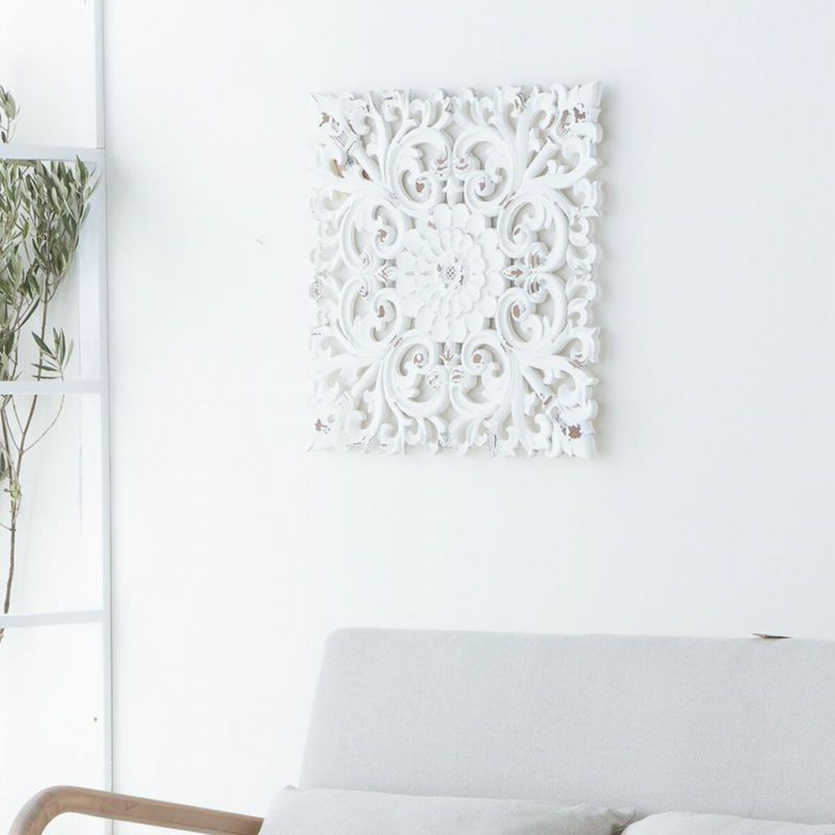 Väggdekoration Alexandra House Living Vit Granträ Trä MDF 1 x 56 x 56 cm - 3