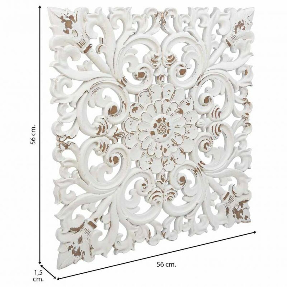 Väggdekoration Alexandra House Living Vit Granträ Trä MDF 1 x 56 x 56 cm - 5