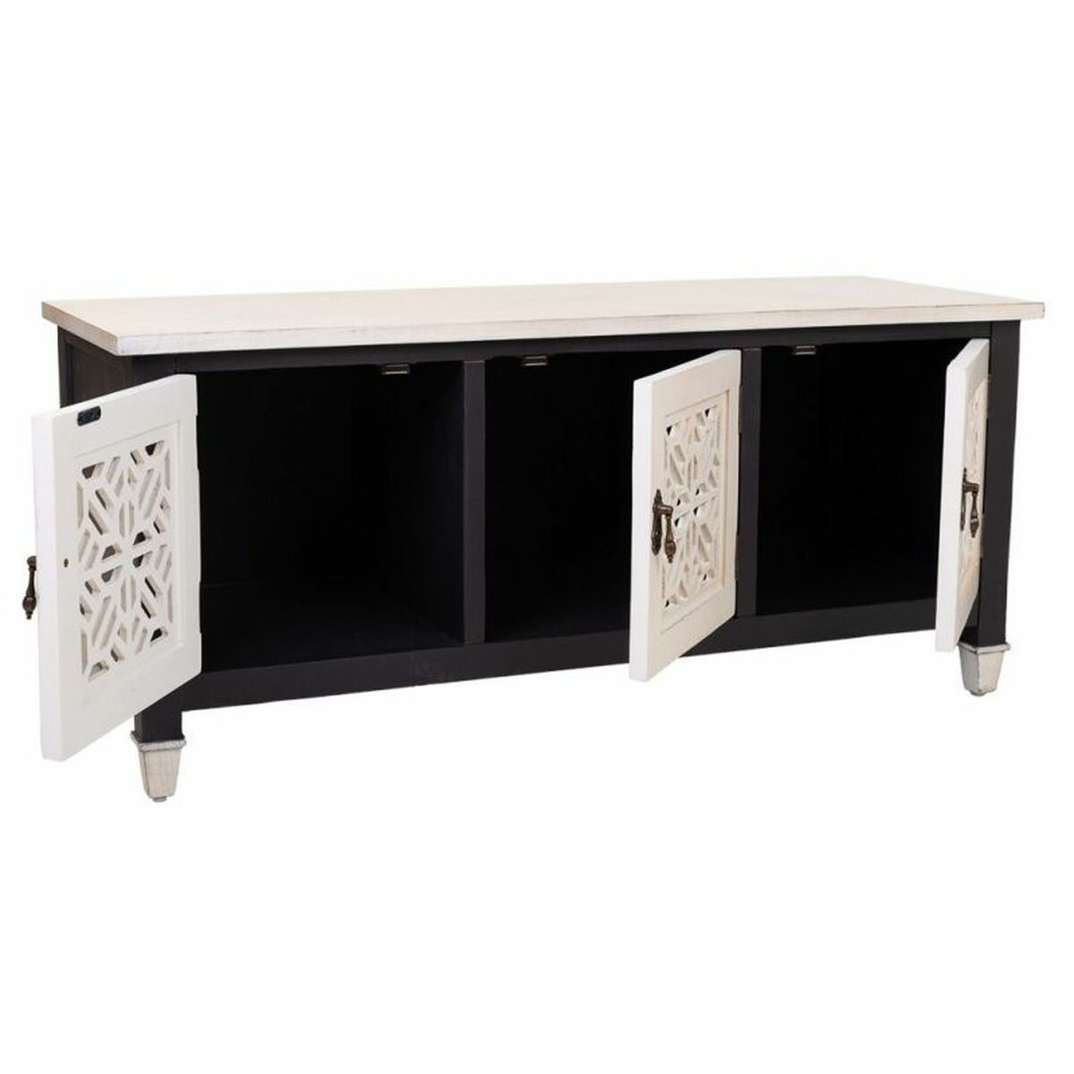 Avlastningsmöbler Alexandra House Living Vit Svart Granträ Trä MDF 40 x 46 x 105 cm - 4