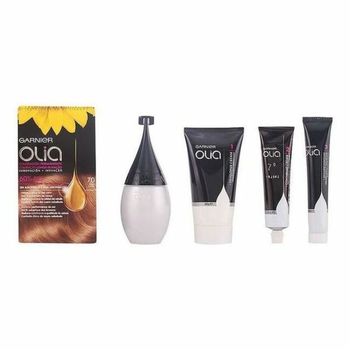 Färg utan ammoniak Garnier Olia Nº 7.0-rubio Nº 7,0 Rubio Lote (1 antal)