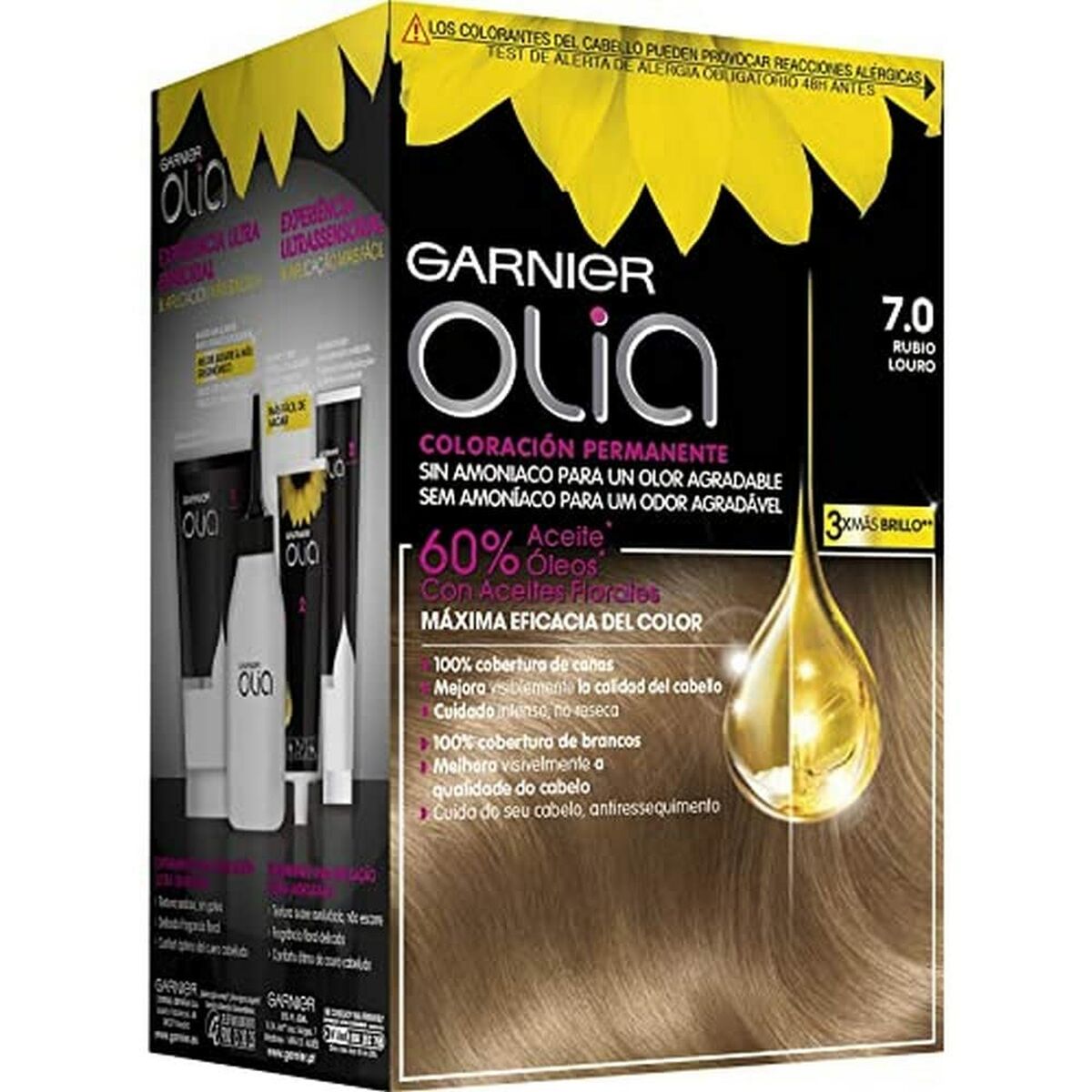 Färg utan ammoniak Garnier Olia Nº 7.0-rubio Nº 7,0 Rubio Lote (1 antal) - 2