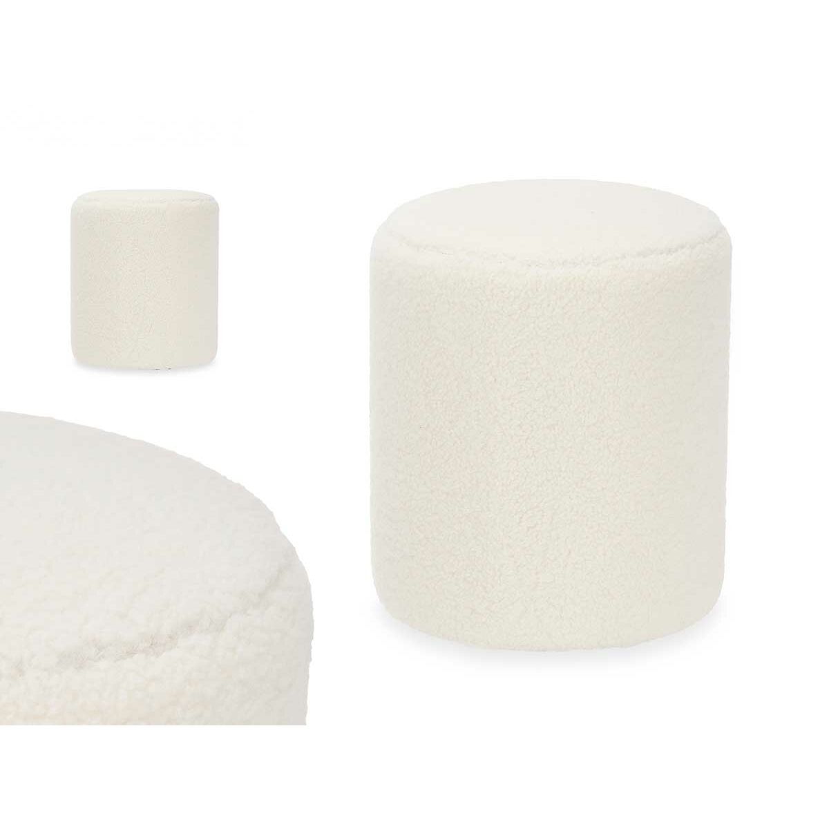 Puff Gift Decor Vit Tyg Trä MDF - 2