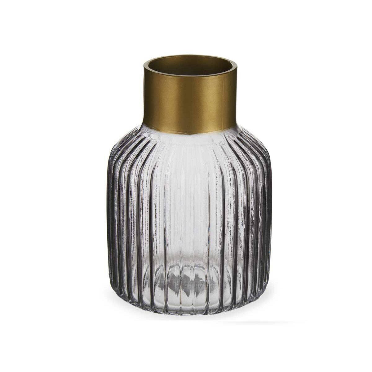 Vas Ränder Grå Gyllene Glas 12 x 18 x 12 cm (6 antal) - 4