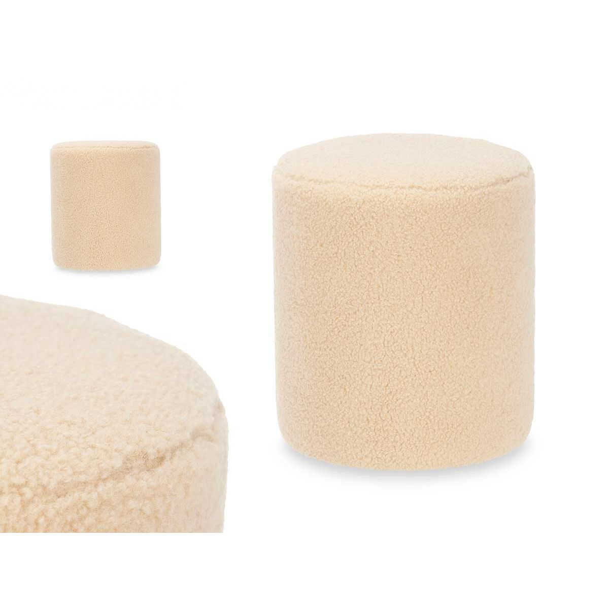 Puff Gift Decor Beige Tyg Trä MDF - 2