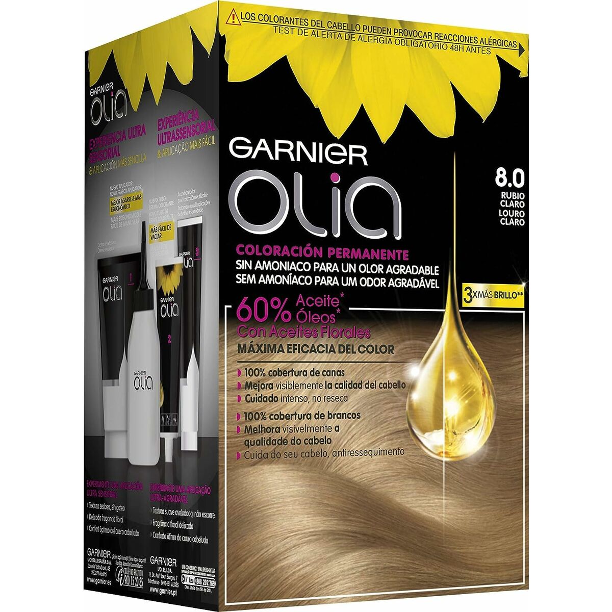 Färg utan ammoniak Garnier 1118-35120 Nº 8.0-rubio claro Nº 8,0 Rubio Claro Lote (1 antal) - 2