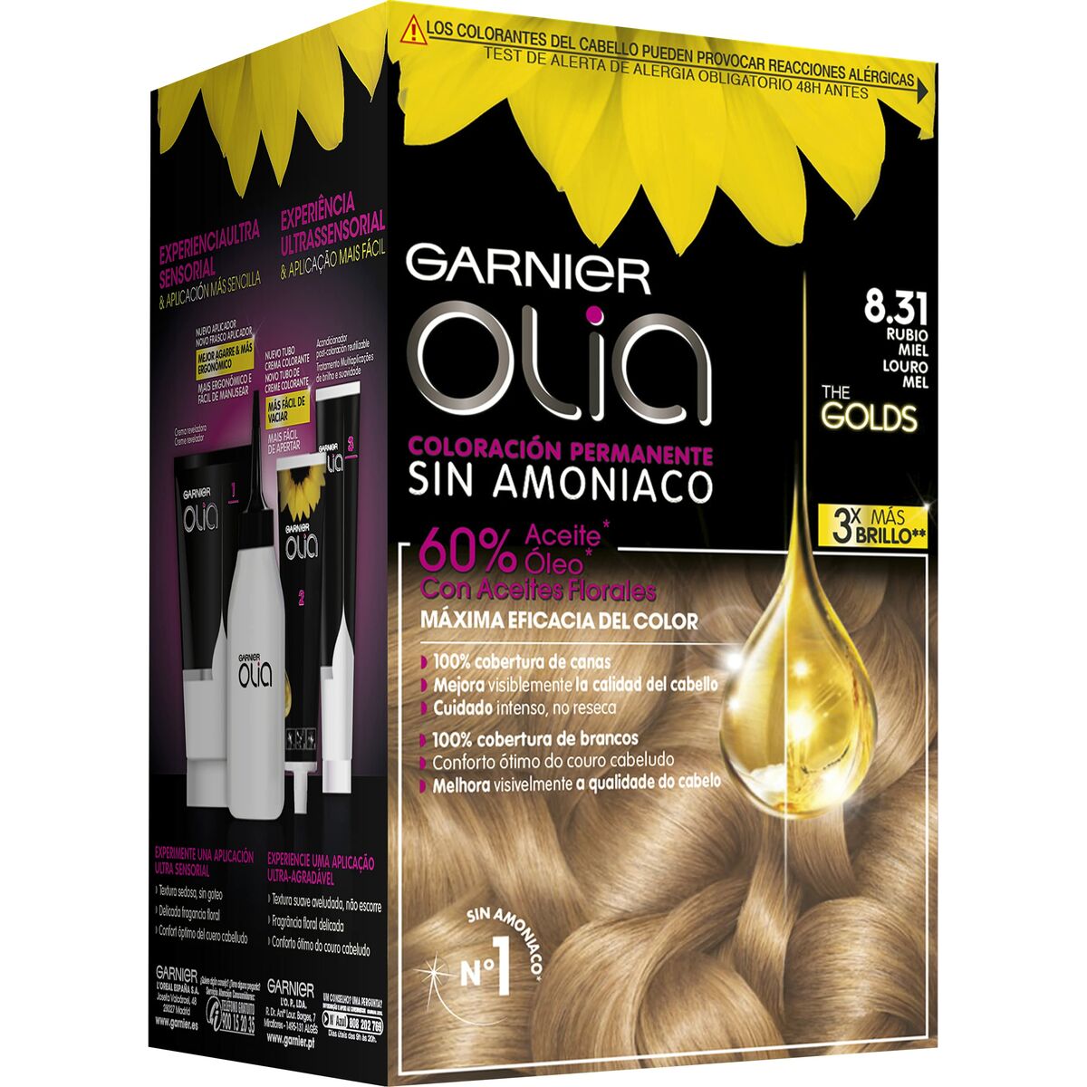 Färg utan ammoniak Garnier Olia Honungsblond Nº 8,31 Rubio Miel Lote (1 antal) - 2
