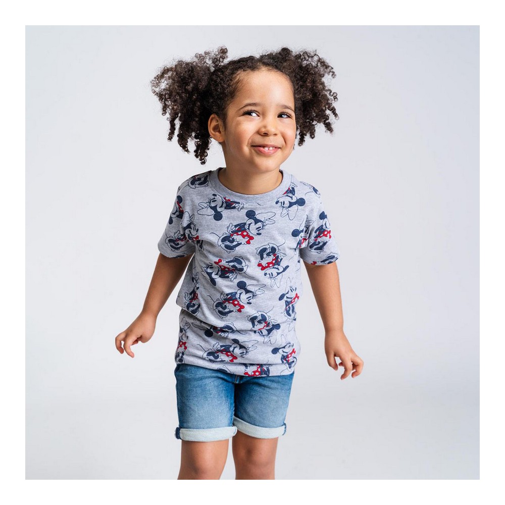 Barn T-shirt med kortärm Minnie Mouse Grå - 7