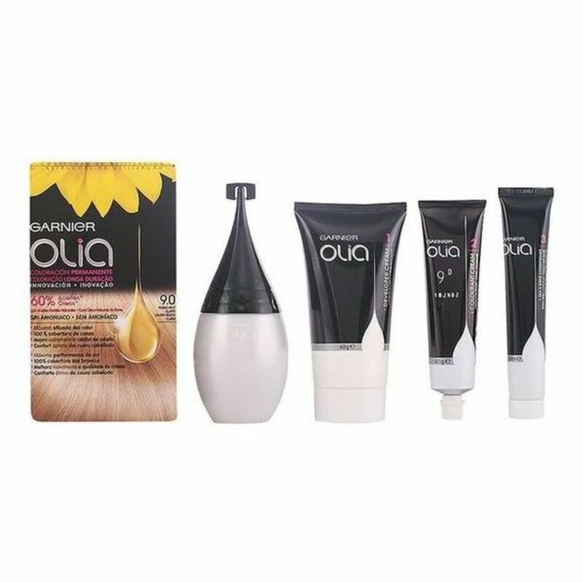 Färg utan ammoniak Garnier Olia Extraljust blont Nº 9.0-rubio muy claro Nº 9,0 Rubio Muy Claro Lote (1 antal)