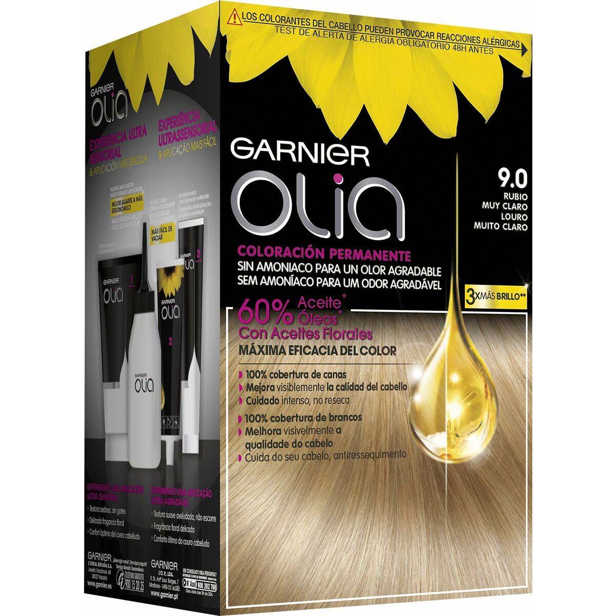 Färg utan ammoniak Garnier Olia Extraljust blont Nº 9.0-rubio muy claro Nº 9,0 Rubio Muy Claro Lote (1 antal) - 2