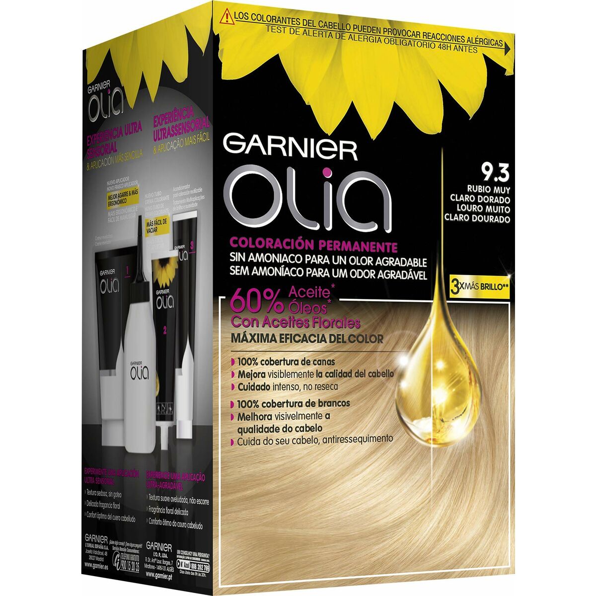 Färg utan ammoniak Garnier Olia Extraljust guldblont Nº 9,3 Rubio Muy Claro Dorado Lote (1 antal) - 2