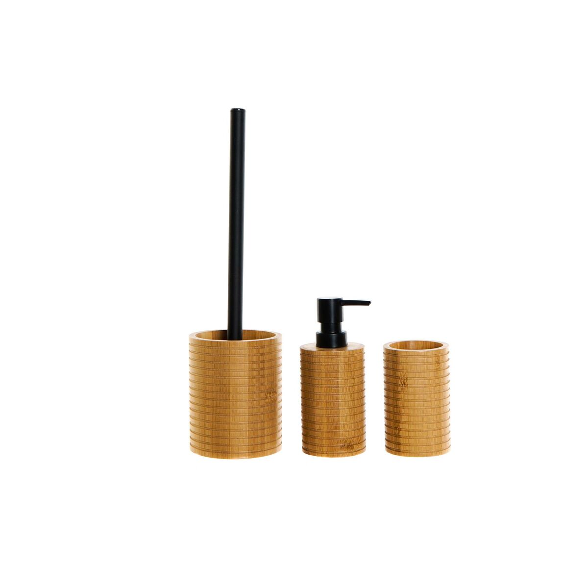 Badkit DKD Home Decor Svart 7 x 7 x 16,5 cm Naturell (3 Delar) - 4