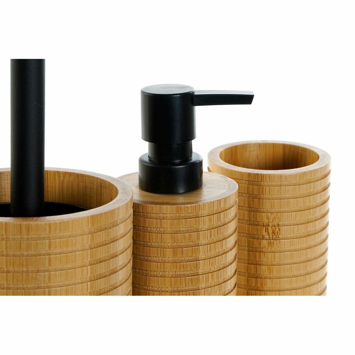 Badkit DKD Home Decor Svart 7 x 7 x 16,5 cm Naturell (3 Delar) - 3