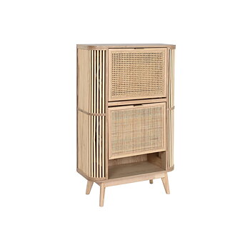 Skoställ Home ESPRIT Gyllene Naturell Rattan Granträ Tropiskt 70 x 29 x 115 cm