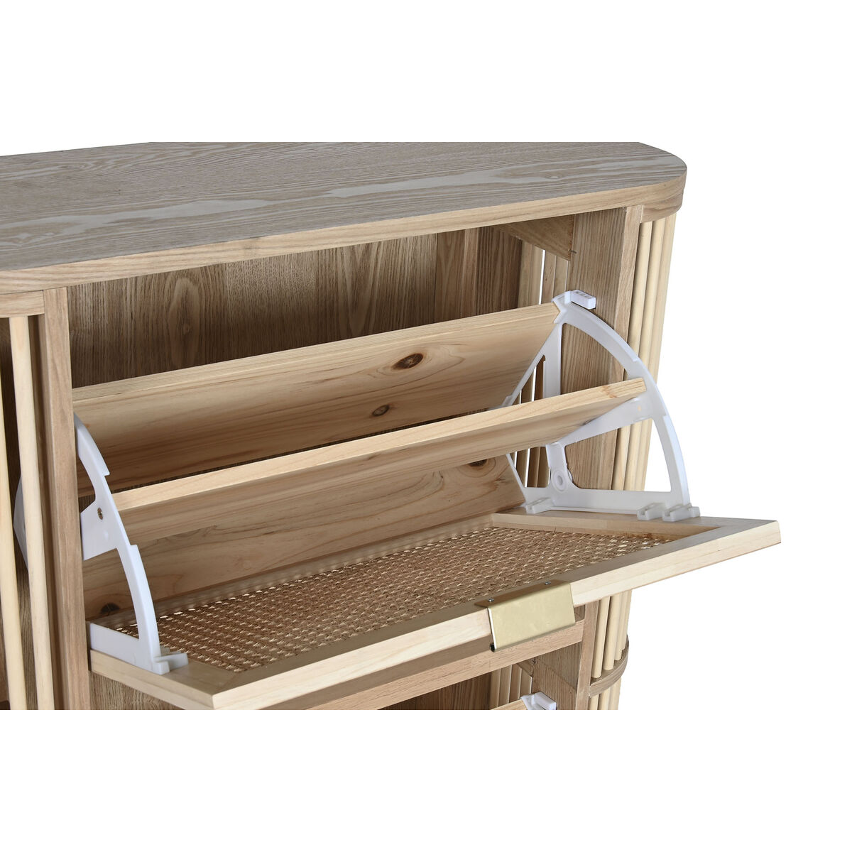 Skoställ Home ESPRIT Gyllene Naturell Rattan Granträ Tropiskt 70 x 29 x 115 cm - 4