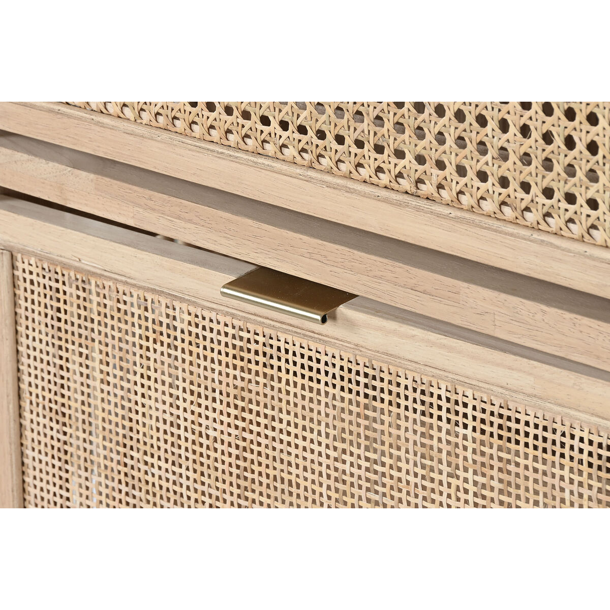 Skoställ Home ESPRIT Gyllene Naturell Rattan Granträ Tropiskt 70 x 29 x 115 cm - 6