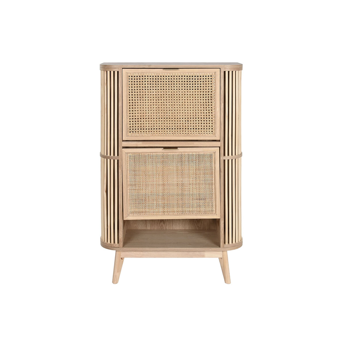 Skoställ Home ESPRIT Gyllene Naturell Rattan Granträ Tropiskt 70 x 29 x 115 cm - 7
