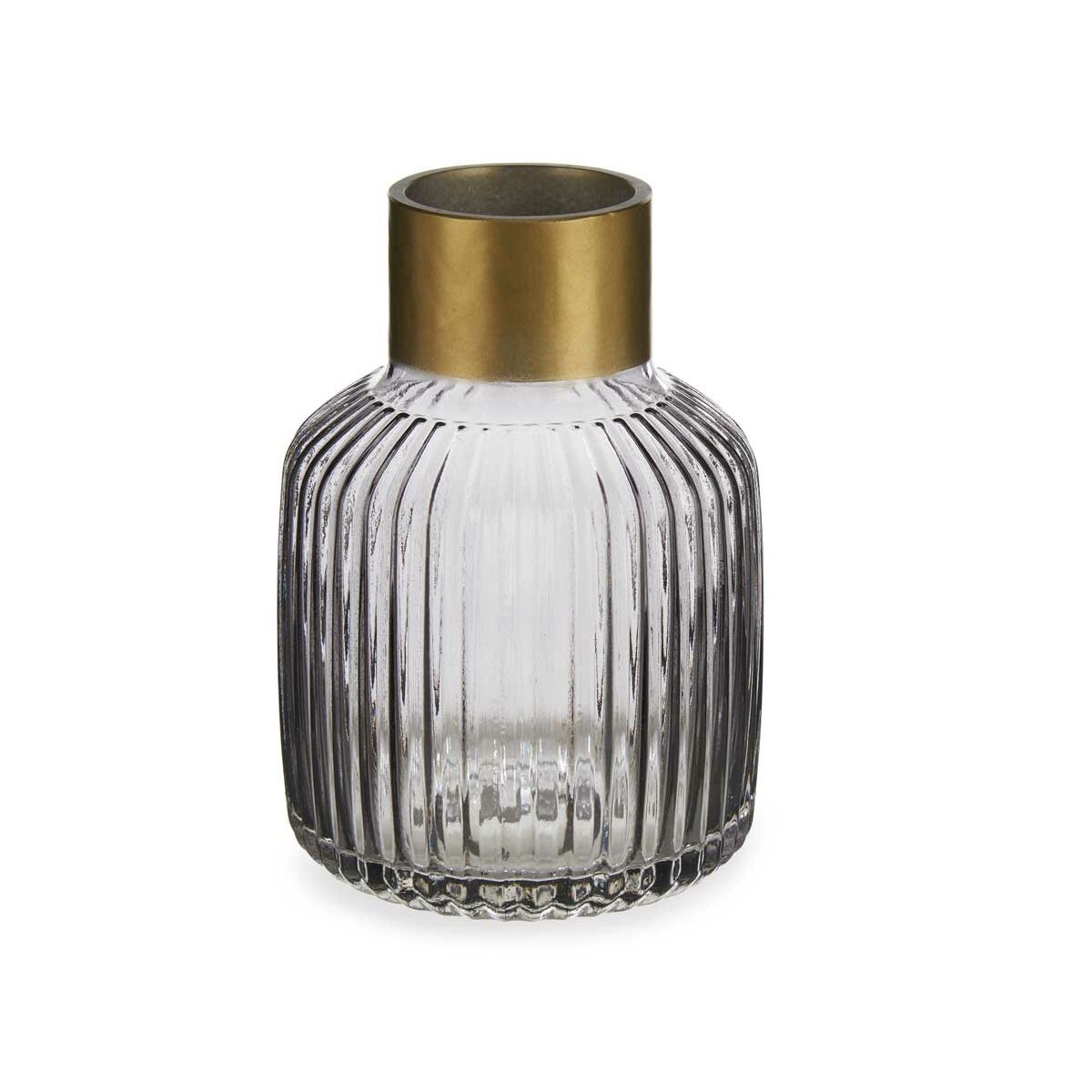 Vas Gift Decor Grå Gyllene Glas Ränder 14,5 x 22 x 14,5 cm (6 antal) - 3