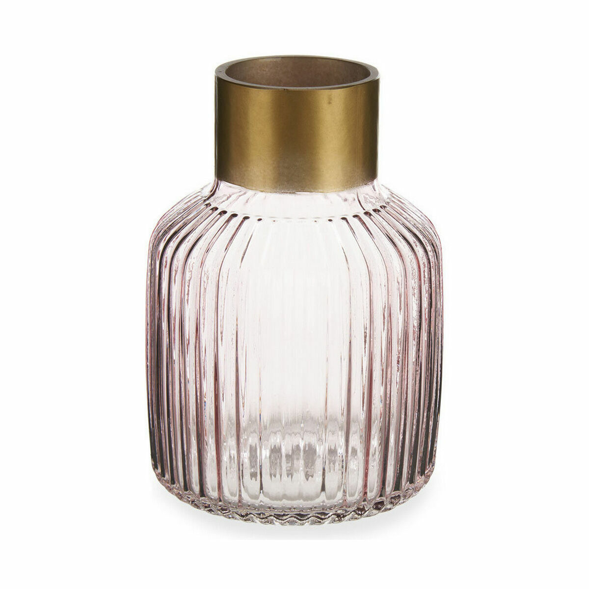 Vas Gift Decor Rosa Gyllene Glas Ränder 14,5 x 22 x 14,5 cm (6 antal) - 5