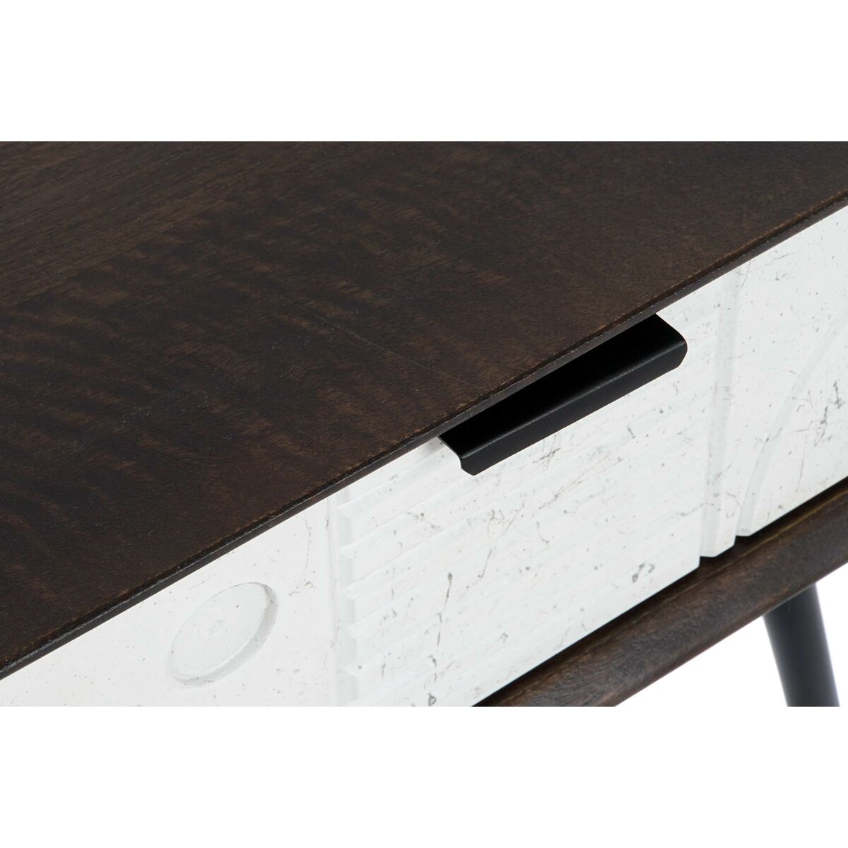 Nattduksbord DKD Home Decor 45 x 38 x 50 cm Svart Metall Vit Mangoträ Wengue - 2