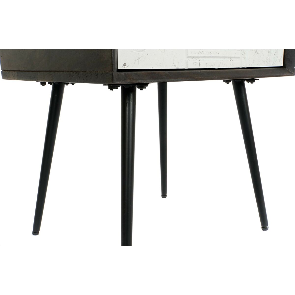 Nattduksbord DKD Home Decor 45 x 38 x 50 cm Svart Metall Vit Mangoträ Wengue - 9