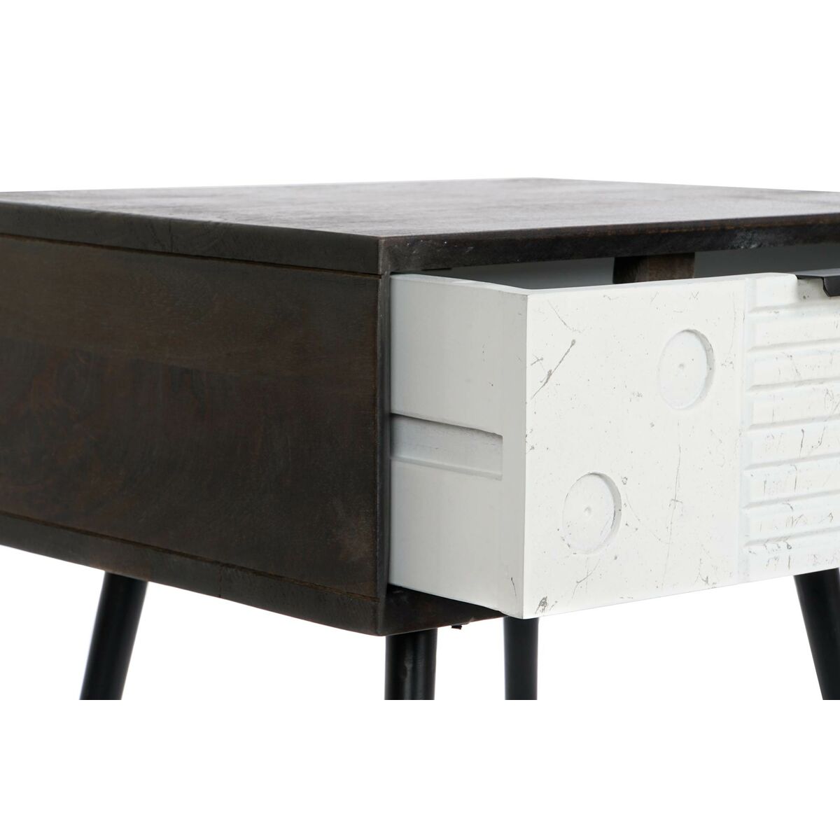 Nattduksbord DKD Home Decor 45 x 38 x 50 cm Svart Metall Vit Mangoträ Wengue - 3