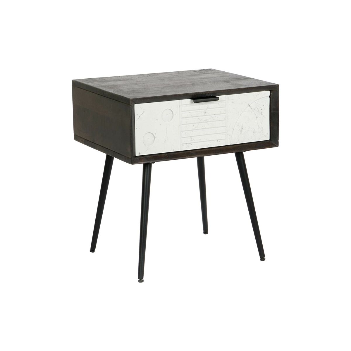 Nattduksbord DKD Home Decor 45 x 38 x 50 cm Svart Metall Vit Mangoträ Wengue - 7