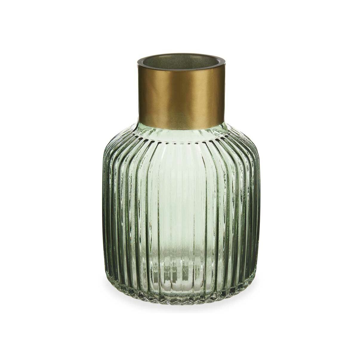 Vas Ränder Grön Gyllene Glas 14,5 x 22 x 14,5 cm (6 antal) - 3