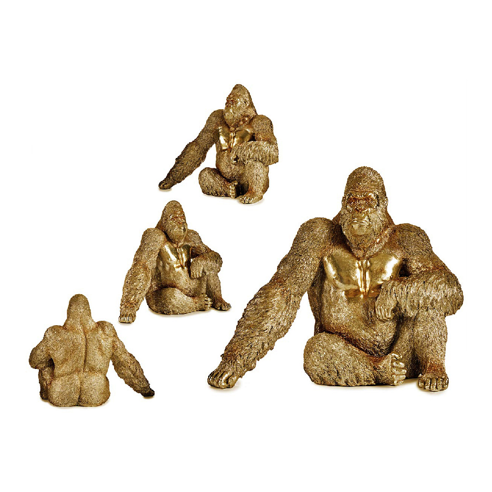 Prydnadsfigur Gift Decor Gyllene Gorilla 36 x 50 x 62 cm