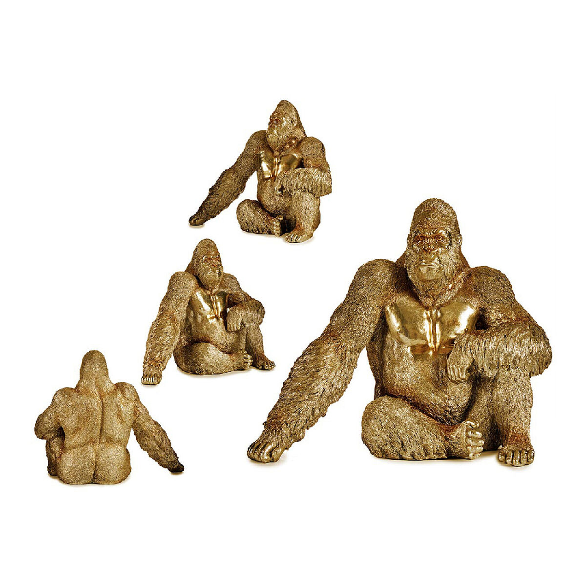 Prydnadsfigur Gift Decor Gyllene Gorilla 36 x 50 x 62 cm - 2