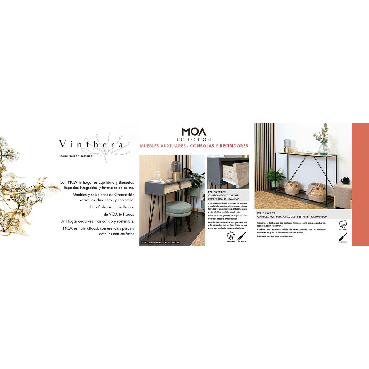 Sidobord Vinthera Moa Svart Beige 120 x 85 x 40 cm - 6