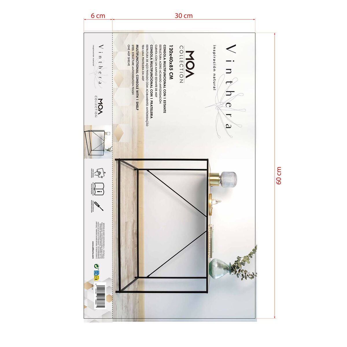 Sidobord Vinthera Moa Svart Beige 120 x 85 x 40 cm - 7