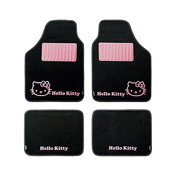 Set med bilgolvmattor Hello Kitty Svart Rosa (4 pcs)
