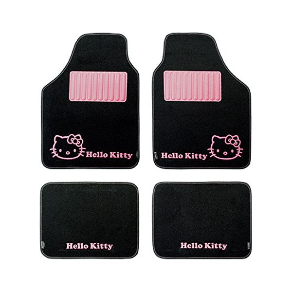 Set med bilgolvmattor Hello Kitty Svart Rosa (4 pcs)