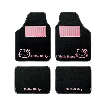 Set med bilgolvmattor Hello Kitty Svart Rosa (4 pcs)