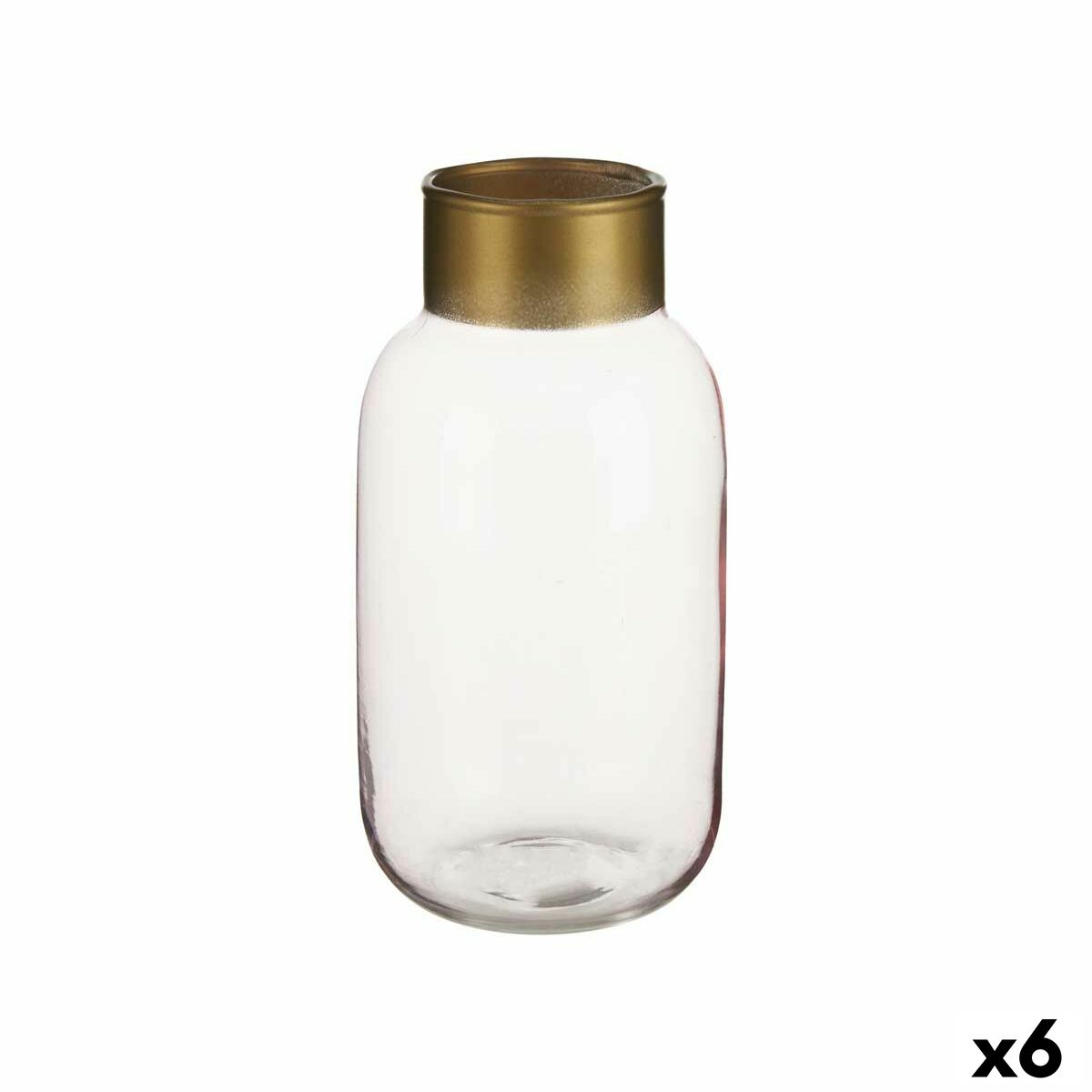 Vas Gift Decor Rosa Gyllene Glas 11,5 x 24 x 11,5 cm (6 antal)