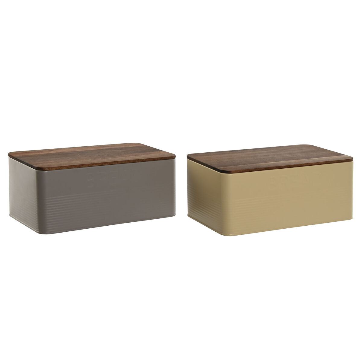 Brödkorg Home ESPRIT Beige Grå Metall Akaciaträ 33 x 18 x 12 cm (2 antal) - 2