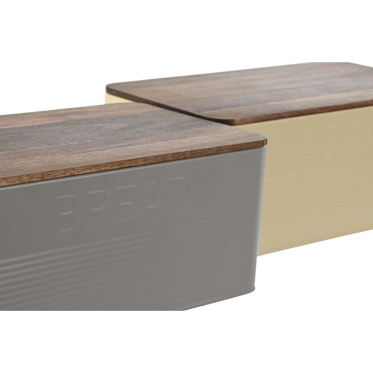 Brödkorg Home ESPRIT Beige Grå Metall Akaciaträ 33 x 18 x 12 cm (2 antal) - 3